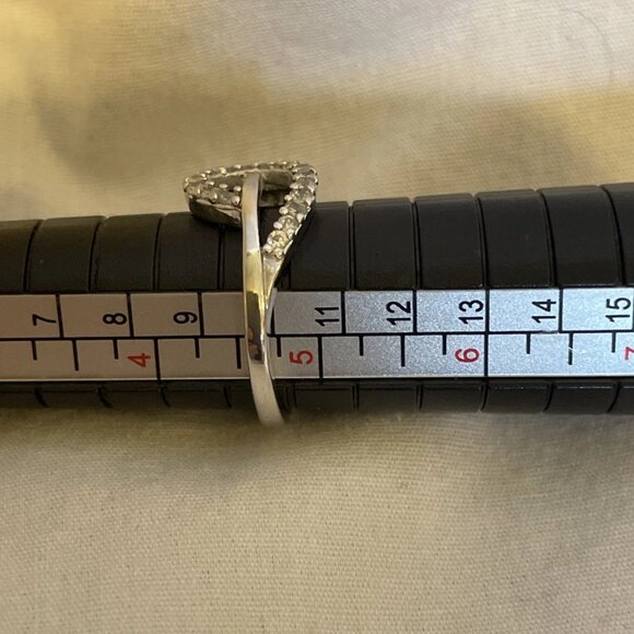 Teardrop Swirl Silver Tone Clear Stone Pinky Ring Size 4.75 Small Sparkle Child - Picture 12 of 12